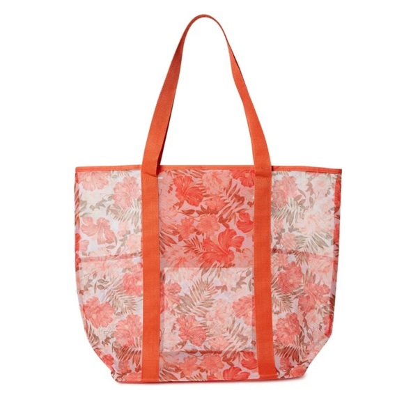 Beach Mesh Tote Bag Floral Print - Picture 5 of 6